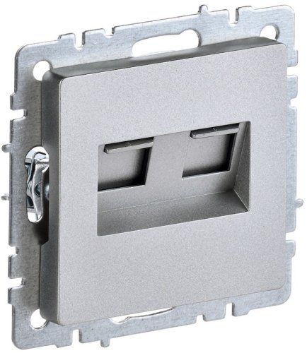 Розетка компьютерная без рамки IEK Brite РК10-2-БрА 2-м. RJ45+RJ45 5e алюминий картинка